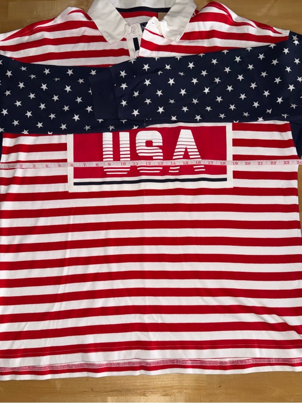 chubbies USA Striped Rugby Shirt Patriotic Stars & Stripes LS Polo Large NWT - Picture 3 of 7